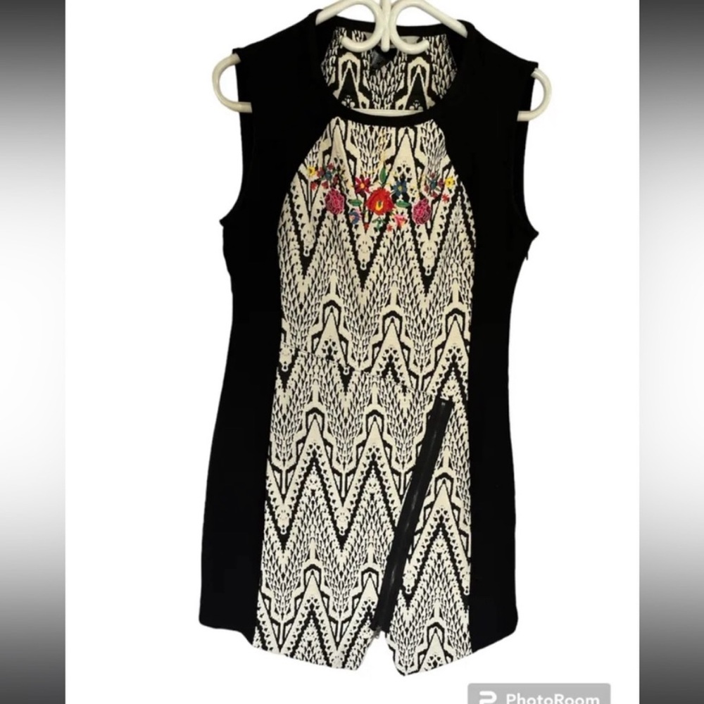Desigual Black and White Asymmetrical Dress